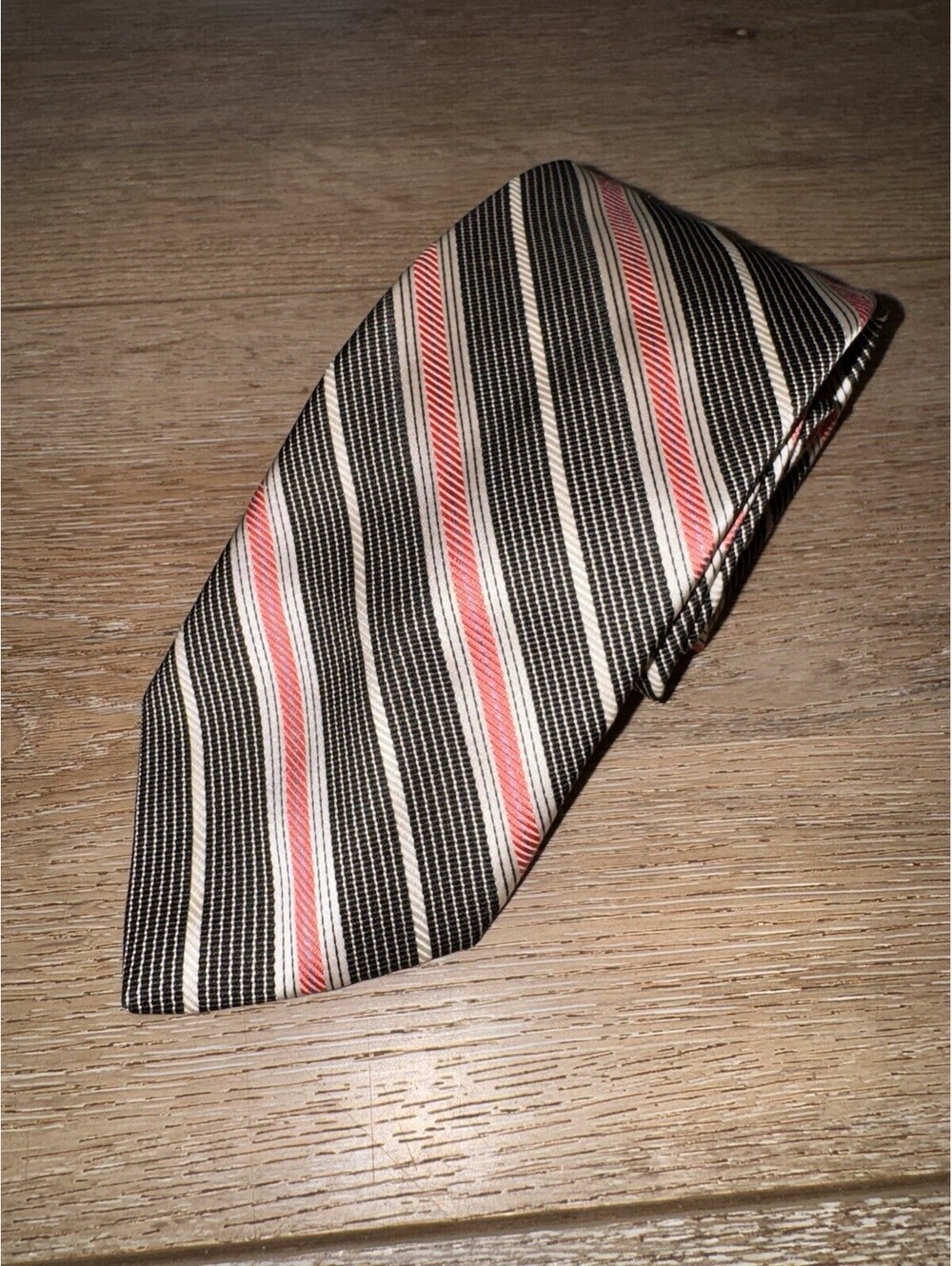 Arrons Fine Custom Clothing Silk Tie XL 60” Black Pink White Stripe Made Italy